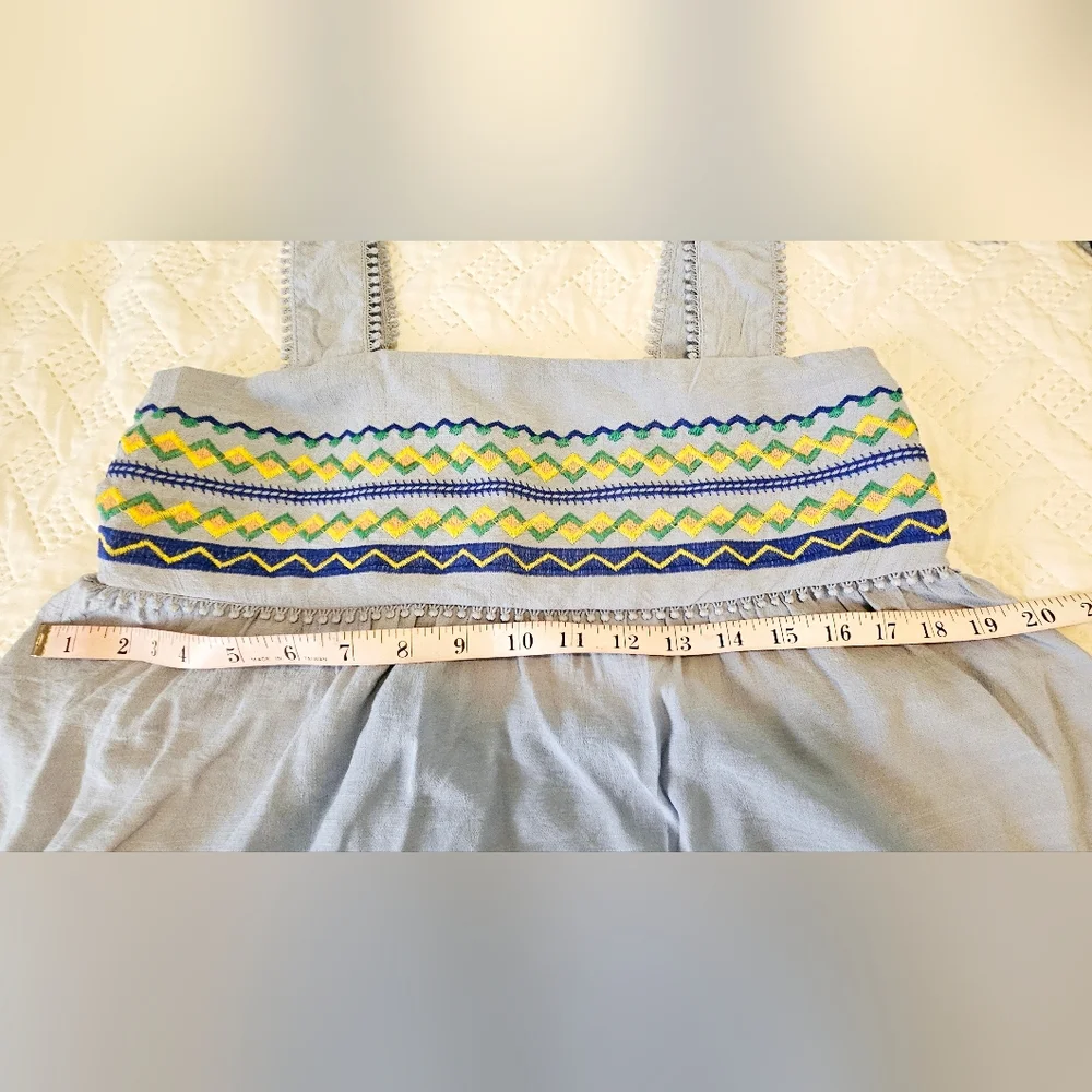 Blu Pepper Sky Blue Elastic Tank Top Women’s Embroidery Size Large - Picture 12 of 12